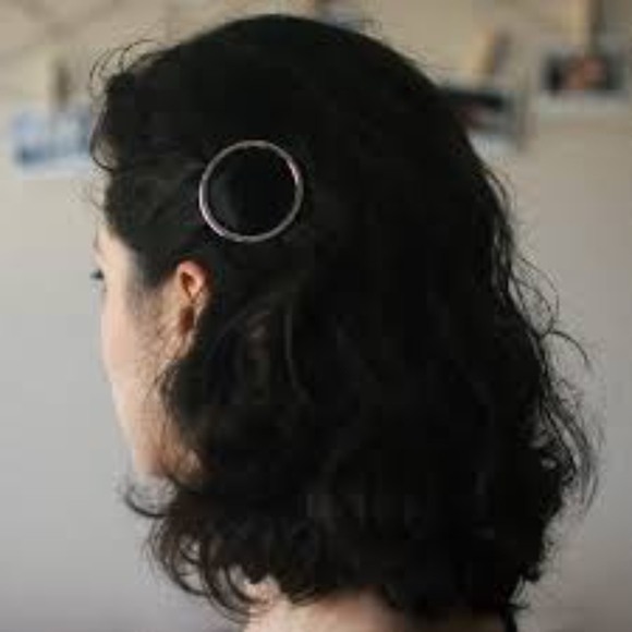 Silver Circle Hair Clip Hair Pin Hair Barrette - Picture 4 of 5